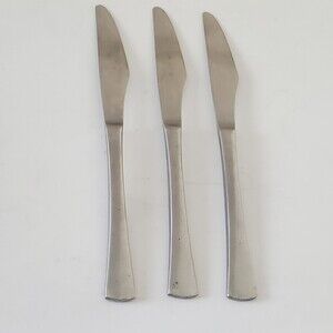 3 Vintage Stainless Steel Dinner Steak Knives One-Piece Japan Serrated Edge